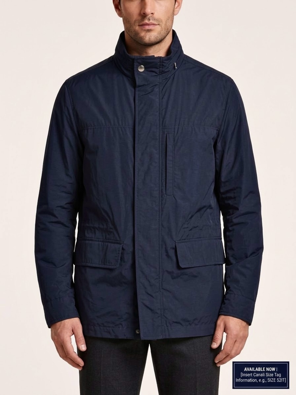 Canali Rain Protection Field Jacket Dark Navy Made in Italy
